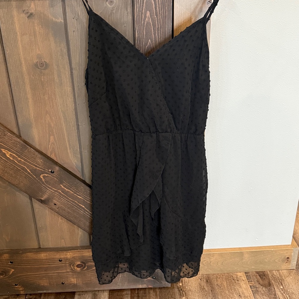 NWT ePretty Black Swiss Dot Wrap Dress size M